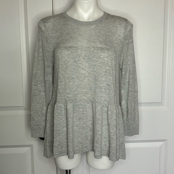 NWT Halogen Light Gray Tiered Cashmere Blend Sweater S - Picture 1 of 7